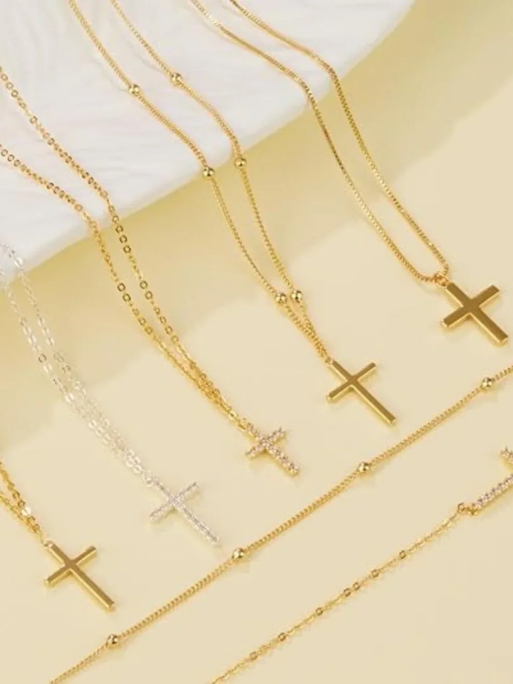 Cross Necklace for Women Teen Girls, Dainty 14K Gold Silver Plated Cross Choker